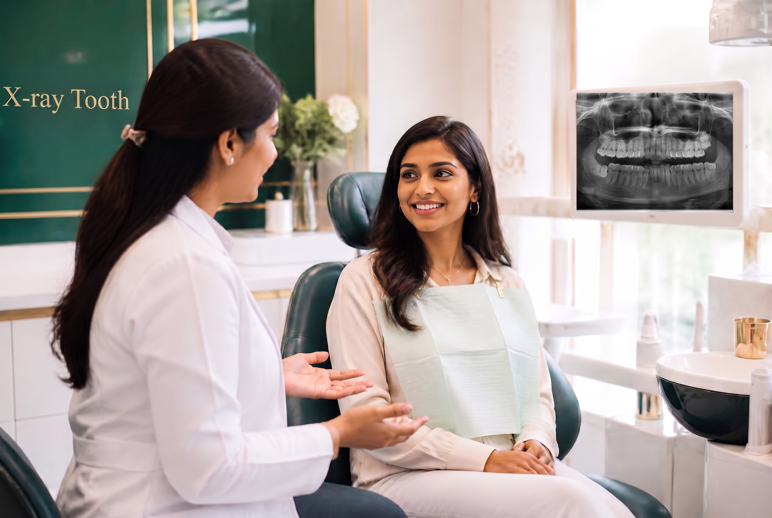 Dentist consulting a smiling patient at SHIVAAY DENTAL CLINIC, Gurugram